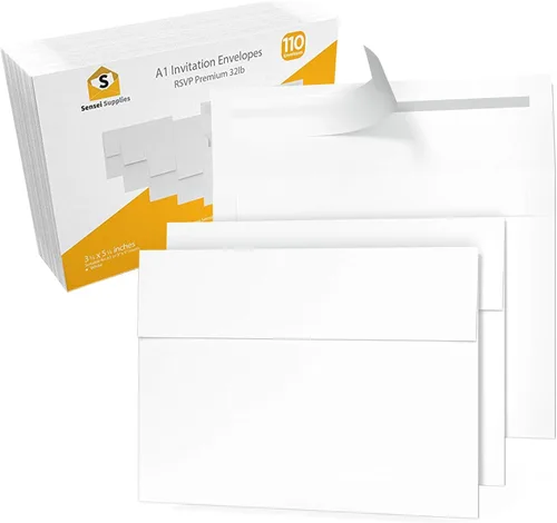 Vista 8 de 110 sobres de invitación blancos de 4 3/4 x 5 ¾ – A2 – para invitaciones de boda, RSVP, tarjetas de felicitación, correo de almacenamiento de fotos