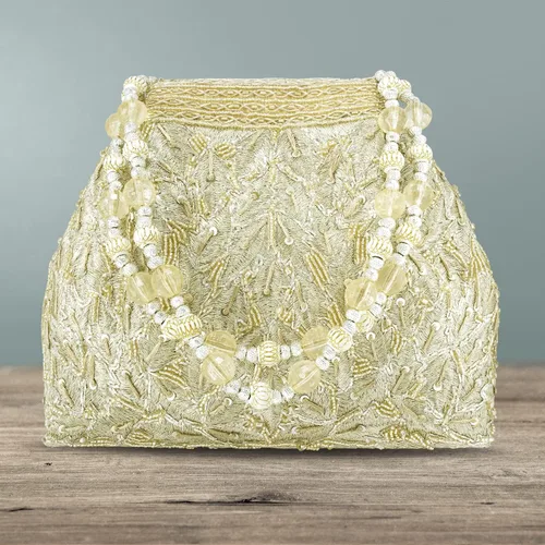 Vista 6 de Bolsas indias Potli para mujer, bolso de noche embrague étnico para novia