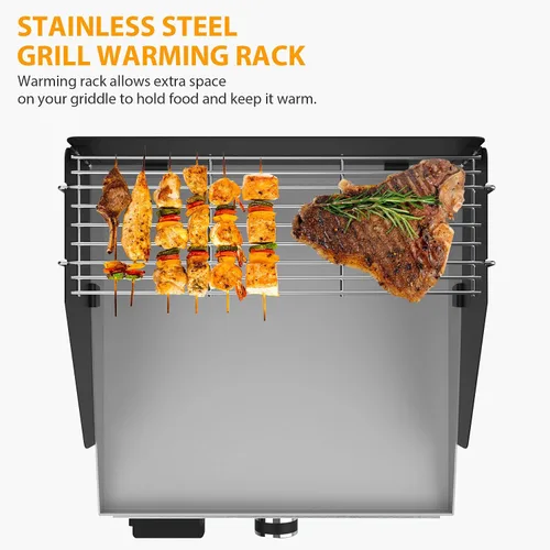 Vista 5 de [Usado] Parrilla de 17 pulgadas, protector de viento y rejilla de calentamiento para parrilla Blackstone de 17 pulgadas, kit de accesorios