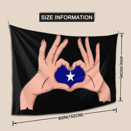 Vista 5 de LIFANGMI Holding A Heart Bonnie Blue Flag Tapestry Wall Hanging 60x40 Inch Bedroom Living Room Dormitory Home Decoration Wall Tapestry