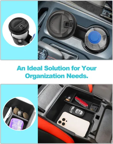 Vista 5 de CDEFG Organizador de consola central para Ford Ranger 2026 2026 (Raptor/Lariat/XLT/XL) Accesorios Bandeja de consola central reposabrazos caja