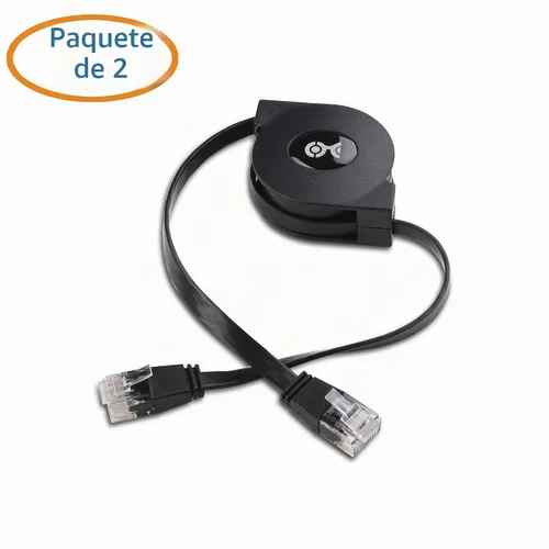 Vista 2 de Cable Matters Paquete de 2 cables Ethernet retráctiles de 3 pies (cable retráctil Cat 5e, cable Cat5e) compatible con Ethernet Gigabit