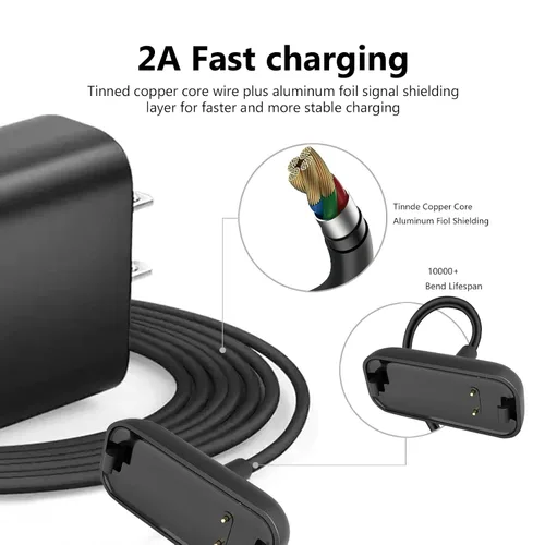 Vista 4 de Cargador de pared rápido para Fitbit Inspire 2, Cargador Fit bit Ace 3 para niños, Cable de carga USB de repuesto para Fitbit Inspire 2 HR