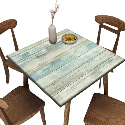 Vista 62 de Mantel redondo ajustable con borde elástico floral azul, mantel con borde elástico de estilo floral pastoral, almohadilla de mesa de poliéster