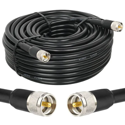 Vista 10 de MOOKEERF Cable coaxial CB - RG213 UHF macho a macho 50 pies de baja pérdida RG-213 UHF Cable para radioaficionado/radio VHF/medidor SWR/analizador