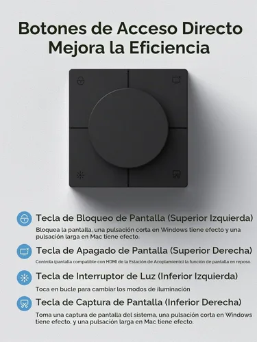 Vista 4 de Concentrador USB C de Hagibi con botones de acceso directo, estación de acoplamiento RGB tipo C con HDMI 4K@60Hz, PD de 100W, USB-C de 5Gbps, 2