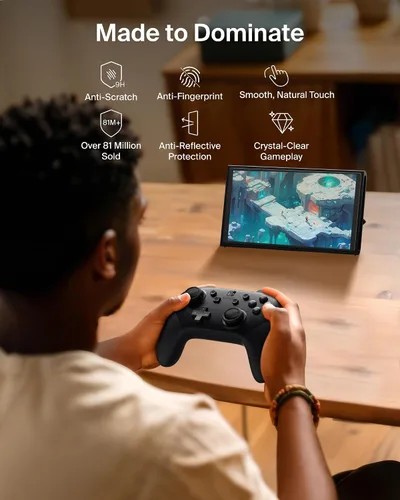 Vista 3 de Belkin TemperedGlass - Protector de pantalla antirreflectante para Nintendo Switch de dureza 2-9H, delgado, resistente a los arañazos, incluye marco