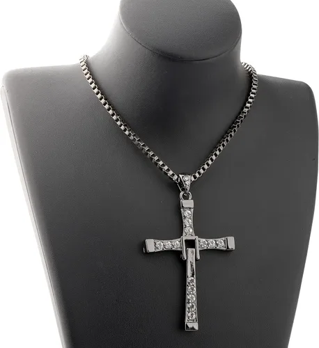 Vista 3 de KEYCHIN Collar de cruz inspirado para entusiastas de los deportes rápidos, regalo de cruz con colgante de acero de titanio, joyería periférica