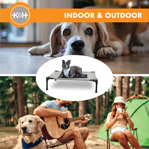 Vista 7 de K&H Pet Products Cuna elevada para perros para exteriores, hamaca elevada transpirable y refrescante para perros medianos, funda de malla lavable