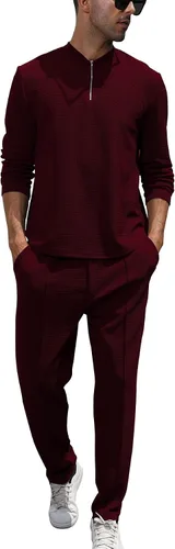 Vista 52 de FZNHQL Conjunto deportivo de moda para hombre, 2 piezas, casual, atlético, para correr, manga corta/larga, conjunto para hombre