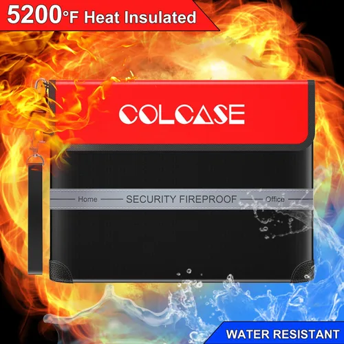 Vista 5 de COLCASE Bolsa de documentos ignífuga con cerradura de 5200 ℉ con aislamiento térmico impermeable e ignífugo con cremallera, bolsa ignífuga