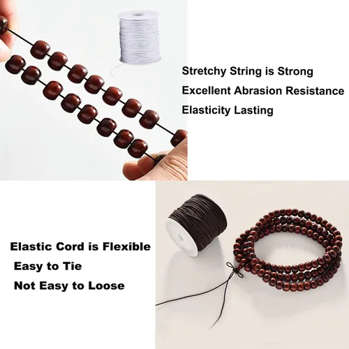 Vista 3 de Elastic Cord for Bracelets, 2 Rolls 1 mm 330 Feet Sturdy Bracelet String, Stretchy Elastic String for Jewelry Making, Necklaces, Beading (Pack of 2)