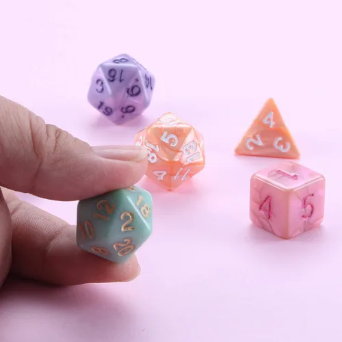 Vista 6 de DND Dice, 5 x 7 juegos (35 piezas) de dados de poliedro para Dungeons & Dragons RPG MTG DND juego de mesa con 1 bolsa gratis