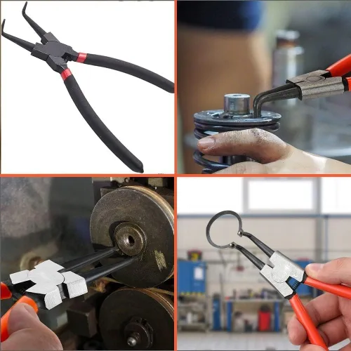 Vista 5 de Utoolmart Mango recubierto de plástico de acero de alto carbono de 7 pulgadas de 90 grados, alicates de circlip doblado externo, 1 unids
