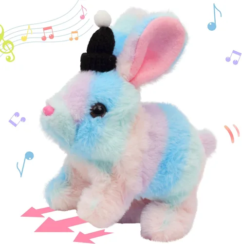 Vista 57 de Hopearl - Conejo saltarín con campana, interactivo, mascota electrónica de peluche con sonidos y movimientos, orejas que se mueven y nariz que se