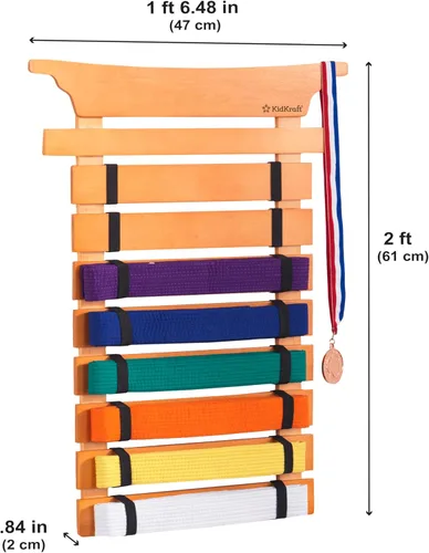 Vista 5 de KidKraft Soporte de cinturón de artes marciales, Natural