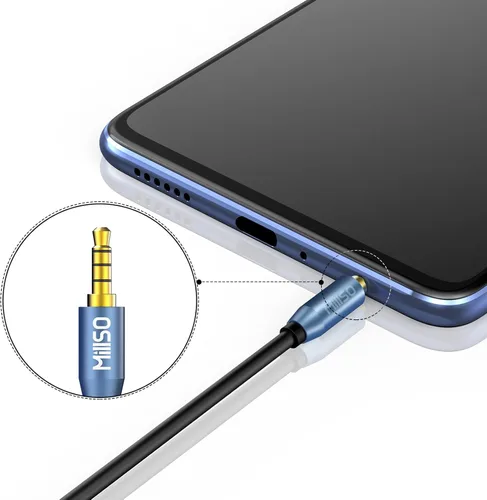 Vista 5 de MillSO Divisor de auriculares para 2 auriculares TRRS o micrófonos Divisor Sapphire Blue