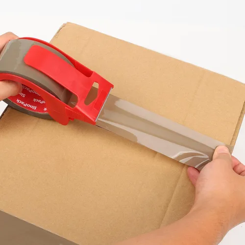 Vista 3 de Cinta de embalaje marrón resistente, paquete de 2 unidades de 1.88 pulgadas x 55 yardas con dispensador de cinta de embalaje marrón para envío