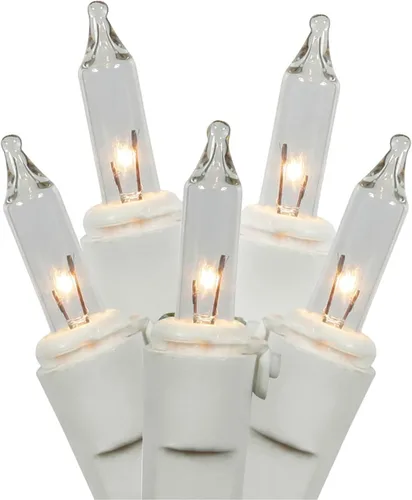 Vista 3 de Vickerman Juego de cerraduras de conexión de extremo de cable blanco ámbar de 100 luces con espacio de 4 pulgadas y 33 pies de longitud, viene
