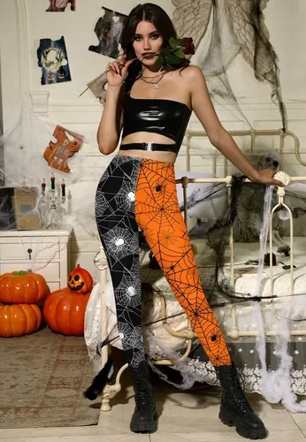 Vista 7 de Spadehill - Leggings de Halloween para mujer, pantalones elásticos con estampados divertidos