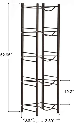 Vista 2 de HAITRAL - Soporte para jarra de agua, estante de exhibición para botellas de agua 5-Tier Black, Heavy Duty Steel, Water Jug Storage Rack
