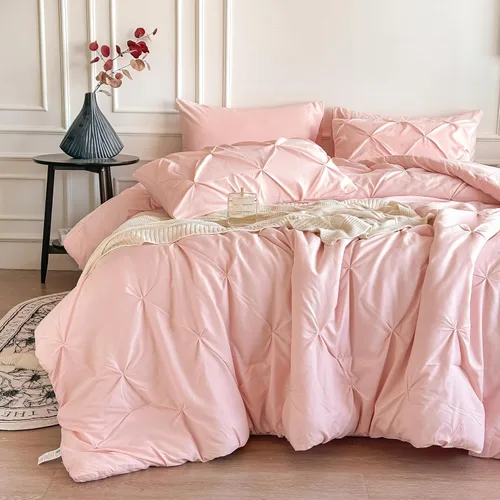 Vista 8 de Maple&Stone Juego de edredón tamaño Queen color beige, 7 piezas en una bolsa, juegos de ropa de cama con edredón, sábanas, fundas de almohada