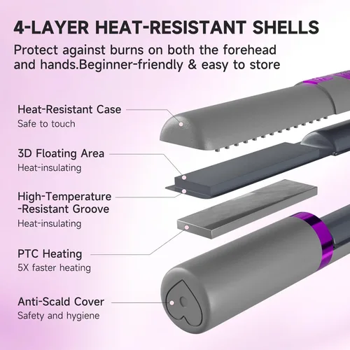 Vista 5 de Plancha de pelo inalámbrica, alisadora portátil para mujeres, mini plancha plana de iones negativos para viajes, alisador recargable de 4500 mAh