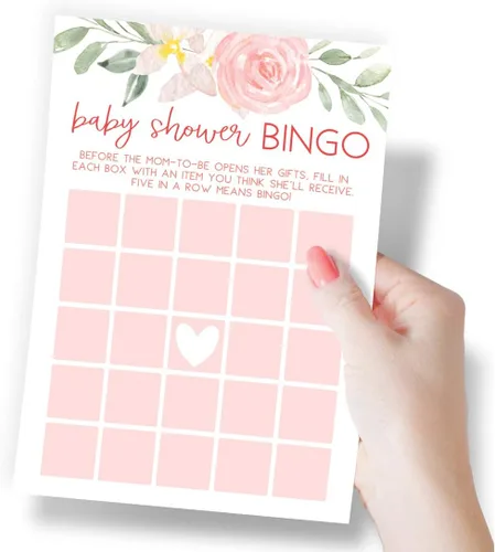 Vista 3 de Printed Party Juegos de baby shower para niñas: 5 juegos y actividades, tema floral Baby in Bloom, 50 invitados