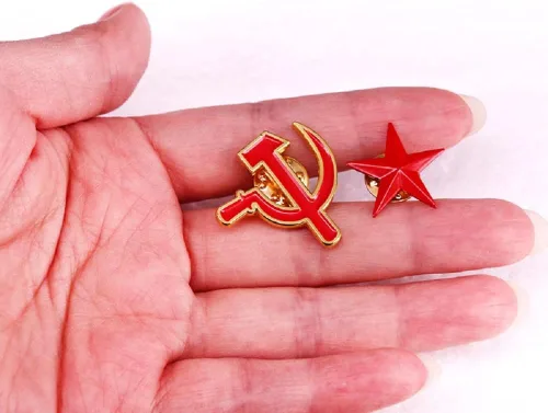 Vista 5 de Gudeke Soviet CCCP Red Star Sickle Hammer Symbol Emblem Lapel Pin Badge