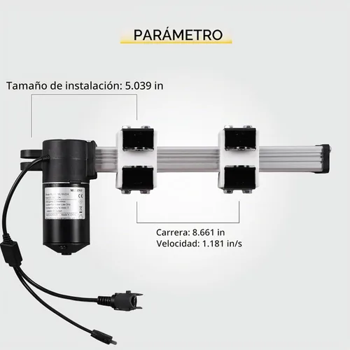 Vista 4 de Mulin Power - Motor reclinable de repuesto con cable modelo ML18-024, actuador lineal para sofá, silla elevadora, sofá, asiento de masaje