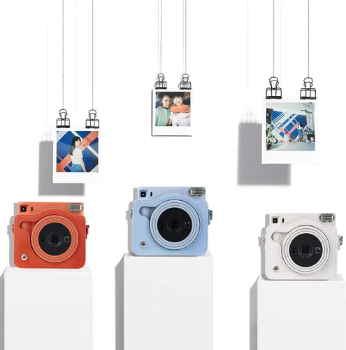 Vista 6 de Rieibi Funda cuadrada SQ1, funda protectora para cámara instantánea Fujifilm Instax Square SQ1, cubierta compacta de piel sintética con correa