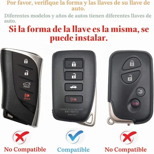 Vista 2 de Kirsnda Funda con textura para llavero compatible con Lexus, funda/protector de llave de TPU suave, 4 botones que se ajusta a ES IS GS NX RX RC GX