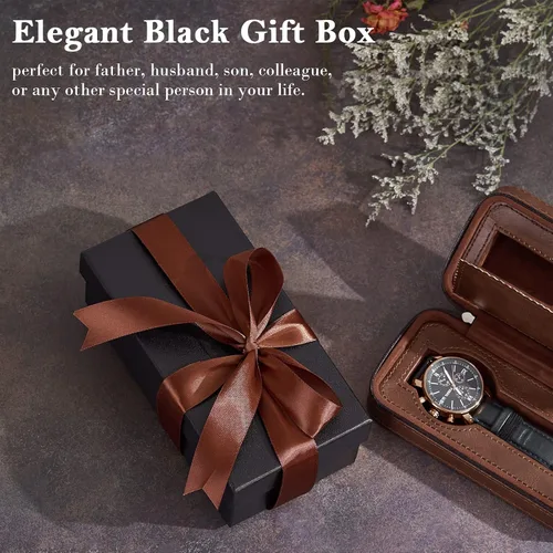 Vista 3 de BEWISHOME Estuche de viaje para relojes, cajas de reloj con 2 ranuras para hombre, organizador de relojes portátil, vitrina de relojes, accesorio