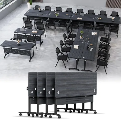 Vista 20 de Mesa de conferencias plegable, mesa de sala de conferencias con ruedas, mesa de conferencias plegable modular, mesas de reuniones de entrenamiento