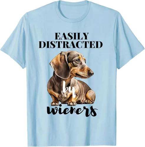 Vista 56 de Easy Distracted By Wieners Dachshund - Camiseta divertida para perro Weiner, Azul