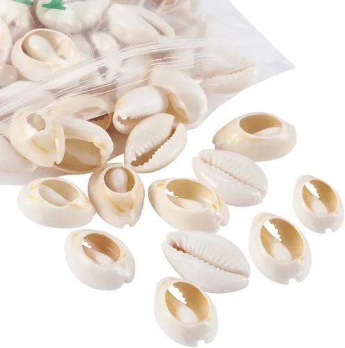 Vista 16 de Cheriswelry 100 cuentas de concha para hacer pulseras, conchas de cauri, cuentas espaciadoras de verano, playa, cuentas ovaladas para hacer
