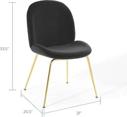 Vista 3 de Modway EEI-3548-BLK - Silla de comedor de terciopelo de alto rendimiento, patas de acero inoxidable, color negro