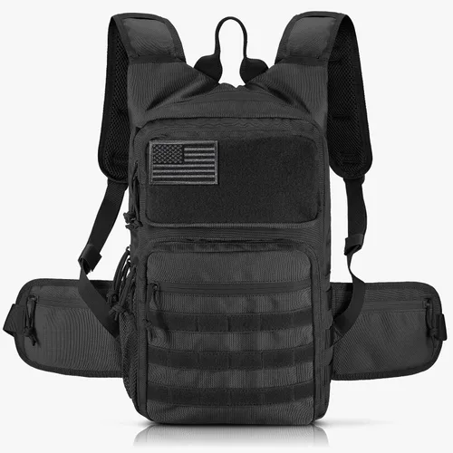 Vista 9 de FRTKK Mochila táctica de hidratación ligera con aislamiento para agua, mochila de hidratación Molle para senderismo, correr, ciclismo, escalada