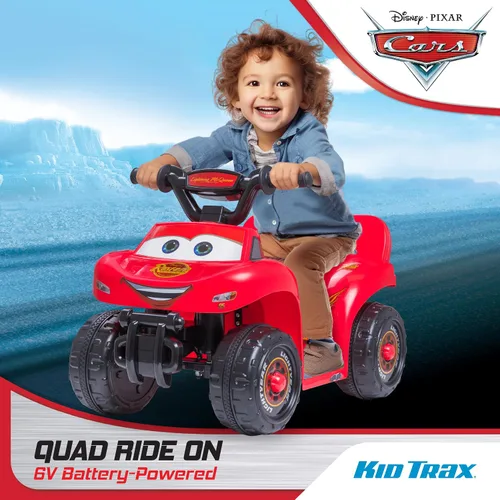 Vista 3 de Kid Trax - Cuatriciclo de juguete para montar con diseño de Rayo McQueen de Disney Cars para niños pequeños de 1 año y medio a 3 años