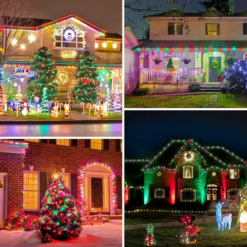 Vista 7 de DEWENWILS Luces de Navidad C9 para exteriores, 33.3 pies, 50 luces LED para árbol de Navidad, impermeables, grandes luces de Navidad, extensibles