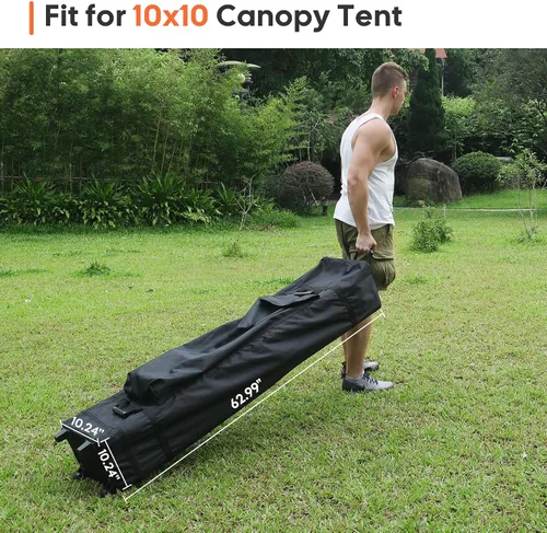 Vista 2 de Instahibit Bolsa enrollable universal con asas para toldo desplegable de 10 x 10 pulgadas, bolsa de transporte resistente para ruedas, 1680D
