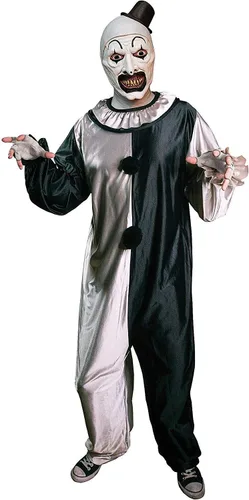 Vista 6 de Terrifier - Máscara de látex de payaso para cosplay, disfraz de fiesta horrible de Halloween, Multicolorido