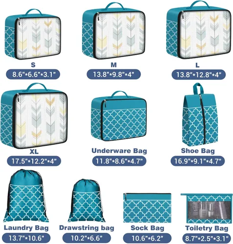 Vista 2 de StorageRight Juego de 10 bolsas organizadoras de maleta, organizadores de equipaje para maletas, organizador de equipaje para accesorios de viaje