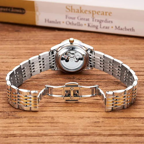 Vista 5 de RORIOS Reloj automático para mujer, reloj mecánico automático, con banda de acero inoxidable, calendario, reloj de mujer, luminoso, para mujer