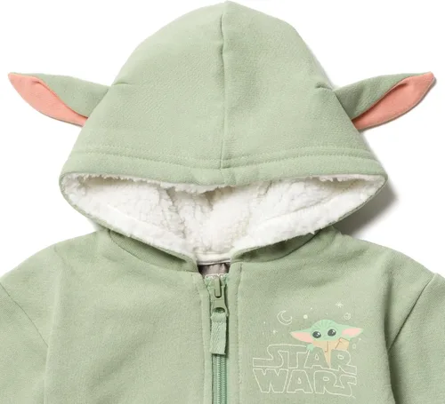 Vista 2 de STAR WARS The Mandalorian The Child - Sudadera con capucha de forro polar con cremallera para bebés y niños pequeños