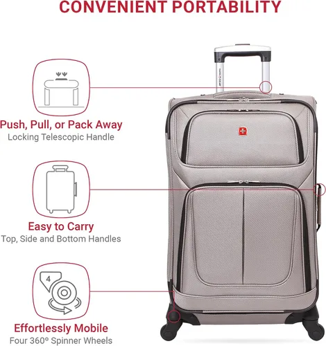 Vista 175 de SwissGear - Equipaje suave expandible Sion con ruedas, Negro