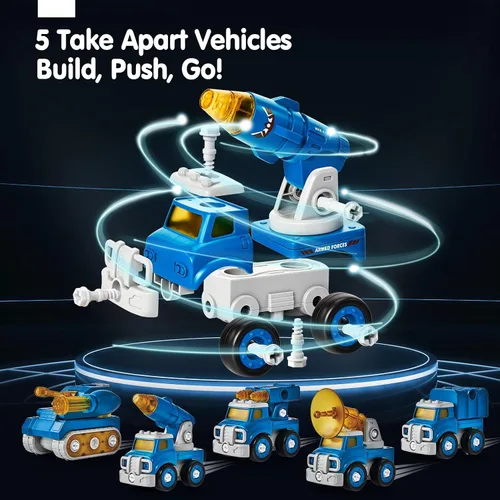 Vista 6 de CubicFun - Juguete de robot-vehículo para desmontar, 5 en 1, juguetes de construcción para niños de 5 años, multicolor 5 in 1 Take Apart Trucks