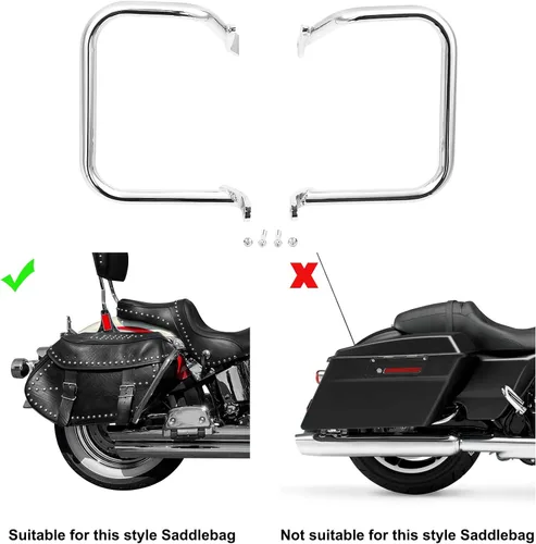 Vista 11 de XMT-MOTO Protector de alforja trasera para los modelos Harley-Davidson FLST y FLSTC 2000-2017 y FXST FXSTB y FXSTS 2000-2005 Negro