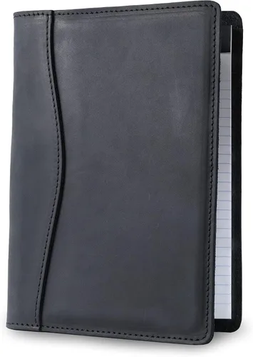 Vista 2 de PEGAI Padfolio de cuero 100% hecho a mano, organizador de bloc de notas jurídicas para negocios, escuela, oficina, conferencias, resistente, piel