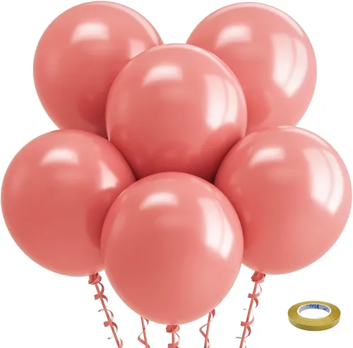 Vista 8 de Bezente Paquete de 150 globos de látex mate color burdeos de 5 pulgadas rojo (07-Red-G42)